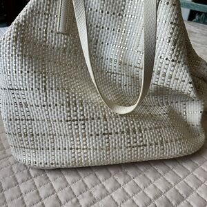 Vince Camuto Cream Woven Tote Bag